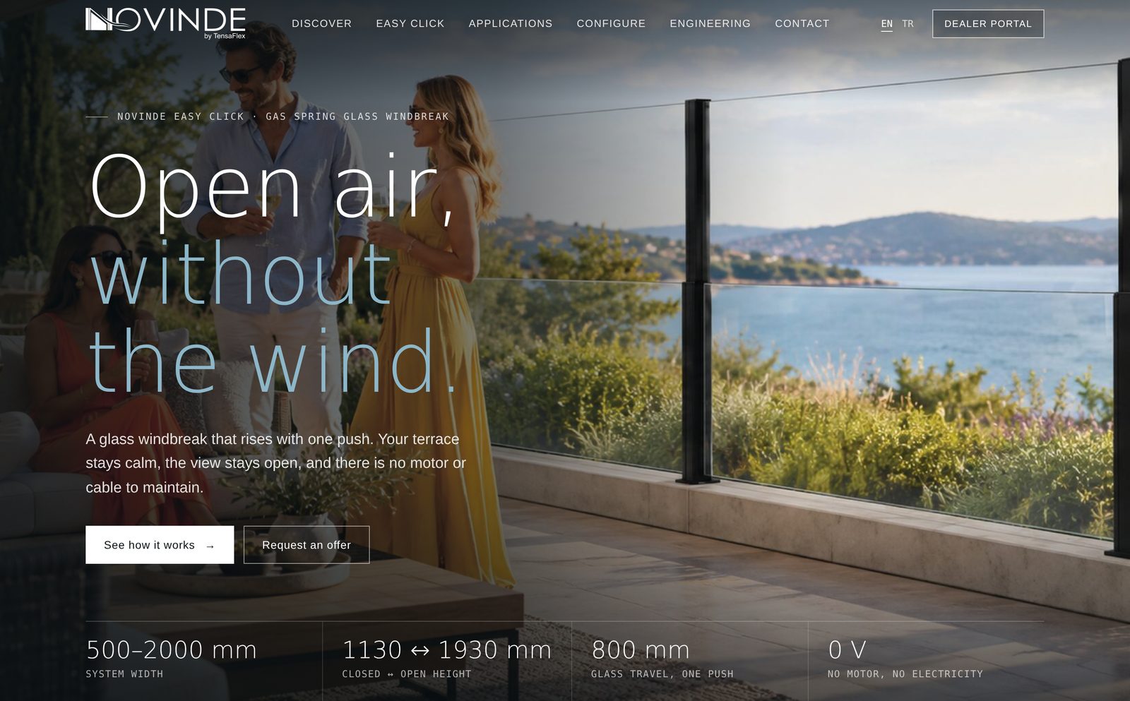NOVINDE Easy Click ürün sitesinin açılış ekranı