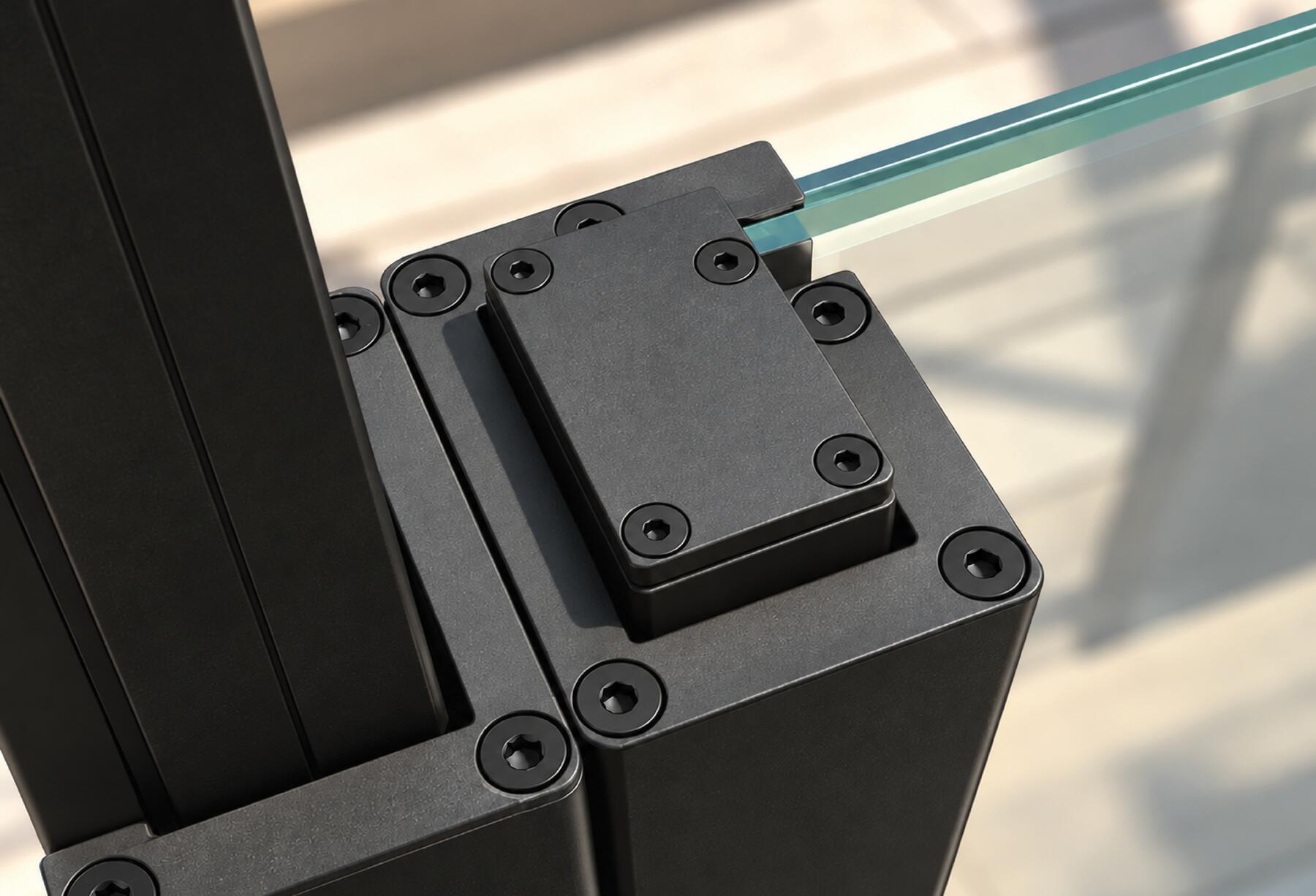 Close-up of the NOVINDE profile and glass fixing